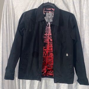 Volcom Youth Medium black jacket. Red/ Black lining.